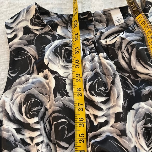 Kate Young Womens Black White Rose Print Ruffed Tiered Party Mini Dress Sz 6 NWT - Picture 14 of 14